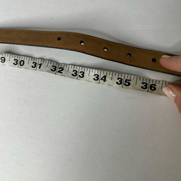 vtg 90s BRIGHTON Classics Black Leather Belt Silver Gold women's L 34 dressy thi - Picture 7 of 8